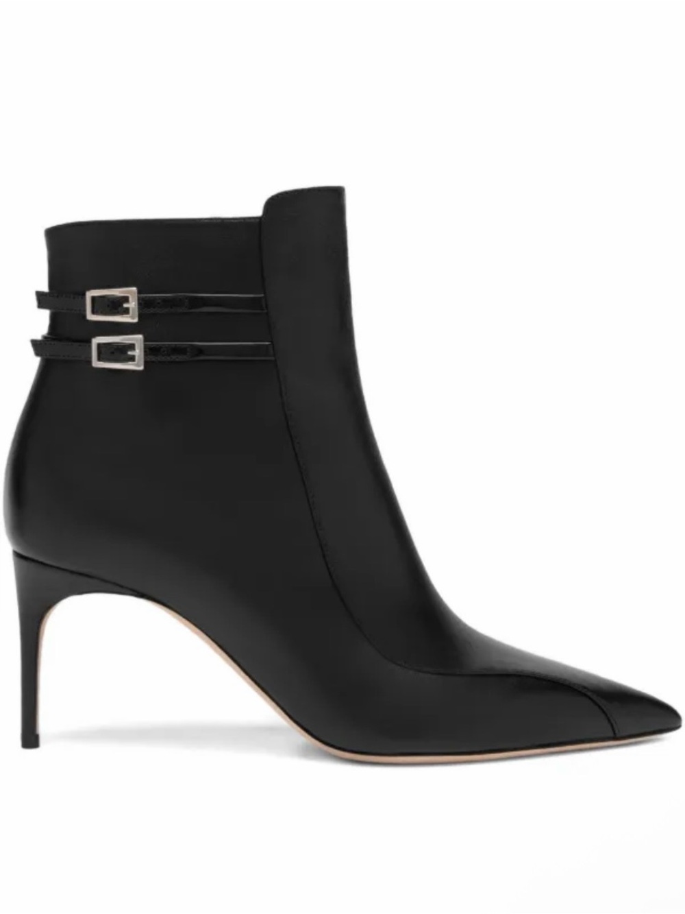 Malone Souliers Giordana 70 Black Leather Ankle Boots Double Buckle EU 37